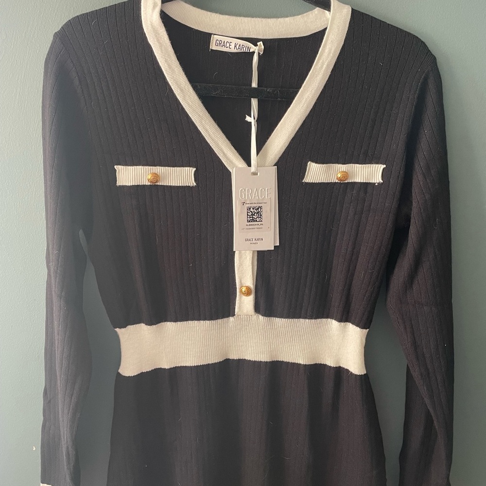 Grace Karin Black and White Women's Dress - Picture 5 of 6